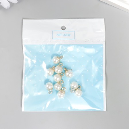 Decor for creativity plastic "Pearls with a loop" set 10 pcs 1.2x1.2x1.2 cm-3