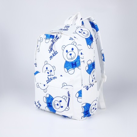 Youth backpack on lightning from textiles, 4 pockets, white/blue color-2