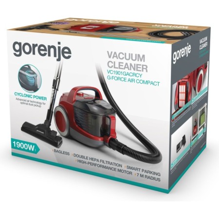 Vacuum cleaner Gorenje VC1901Gacrcy, 1900 watts, 2.2 l, 1 nozzle, cord 7 m, red-3
