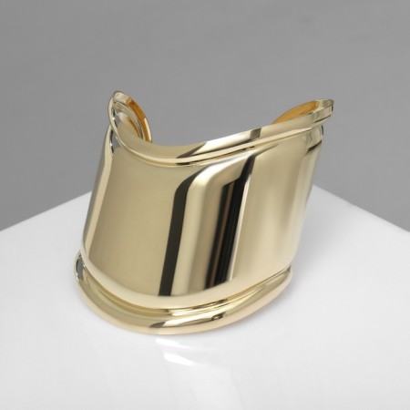 Bracelet Metal "Cuff" bend with strip, color gold-1