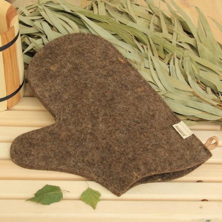Gray mitten, Russian felt, 100% "our" wool