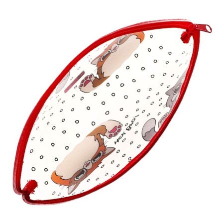 Penal soft, 1 department, 90 x 210 x 35 mm, voluminous, silicone, Phoenix "Two cats" White/pink 65733-3