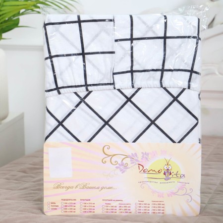 Bishop on the elastic band ATRA 140x200x20, tattersol white-earth calico 120g/m, HL100%-5