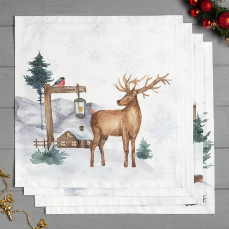 Set of New Year's napkins Ethel Forest Animals, 40x40cm - 4 pcs, cotton, sarzha-1