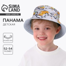 Панама детская для мальчика «Трактор», цвет серый, р-р 52-54