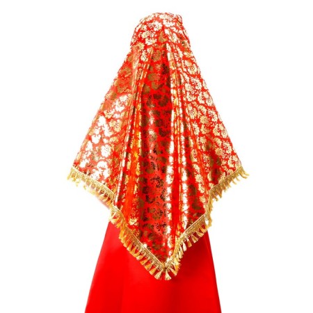 Carnival set: scarf, kokoshnik, gold on red-4