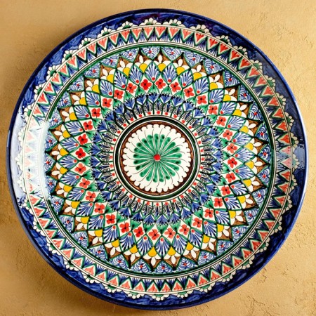 Round Laragan "Rishtan", 36 cm, blue-red ornament-5