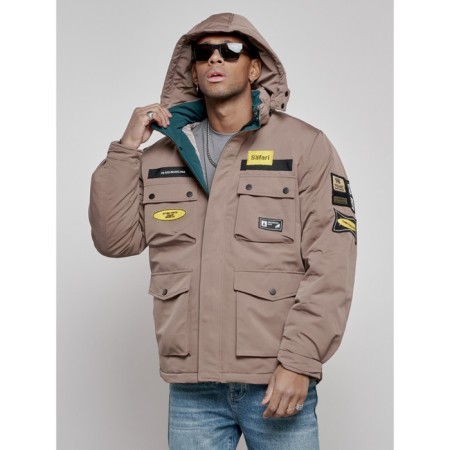 Male winter jacket, size 52, brown color-18