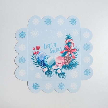 Box for confectionery products with PVC Vorosty Morning, 13 x 13 x 3 cm, New Year-4
