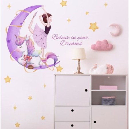 Sticker Plastic Interior color "Ballerina and unicorn per month" set 2 sheets 30x60 cm 954020