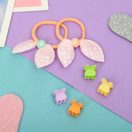 Hair Set "Sonya" (2 elastic bands, 4 crab 1.1 cm) Bantik ears, mix-1