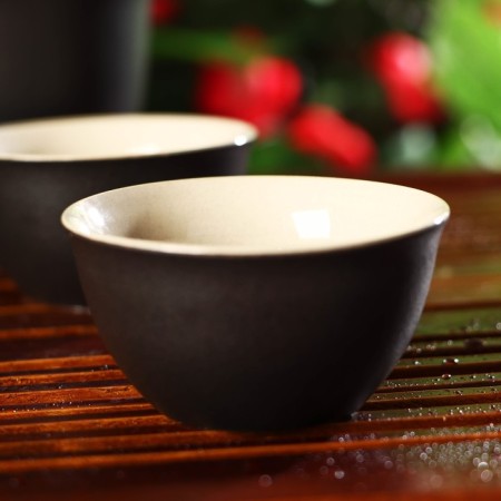 A set for the tea ceremony ceramic "atmosphere", 6 items: a kettle 250 ml, 3 Piala 50 ml, a rag, bag, brown color-3