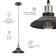 Lamp PL4 BK/BN Metal E27 60W H-pLAFON 13 cm, suspension 80 cm, black