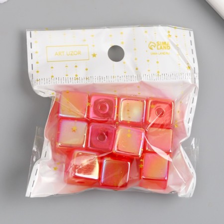Busina for creativity Plastic "Cube. Purvalum shine" Red 1,4x1.4x1.4 cm-3