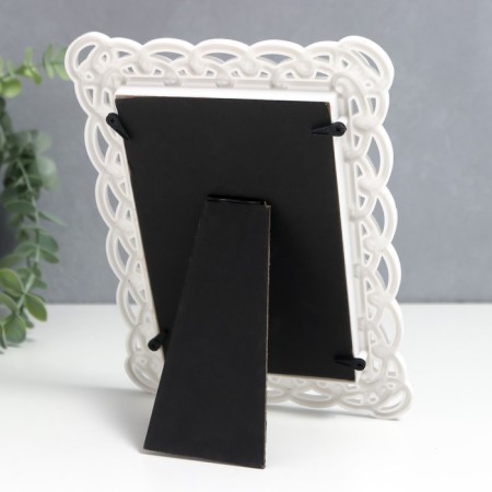 Photo frame plastic 10x15 cm "knitted" white with gold 20.5x15.5 cm-2