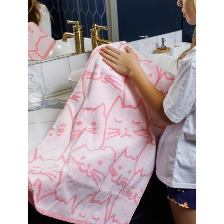 Terry towel KitTens, size 70x130 cm, pink color-9