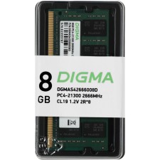 Memory DDR4 8GB 2666MHZ Digma DGMAS426666008D RTL PC4-21300 CL19 SO-Dimm 260-PIN 1.2V Dual R 102936
