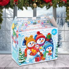 Подарочная коробка новогодняя Снежная крепость 15,4 (20,6) х 19,7 х 11,8 см