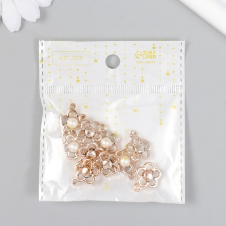 Decor for creativity plastic for metal "Flower with pearls" 1.4x1.6 cm-3
