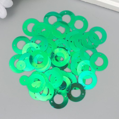 Sequins "Circle in the ring" Green set 30 g d = 2 cm-2