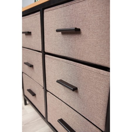 Mosque CAPRI, 800 × 290 × 730 mm, 6 boxes, color of oak woth / fabric Capri 13 / Black metal-6