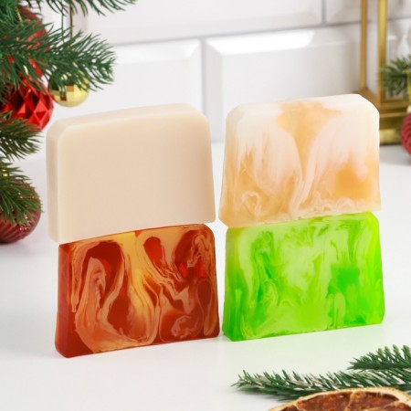 New Year. A set of soap 4 pcs "coniferous forest, orange-brown, gingerbread, vanilla" 80 g-1