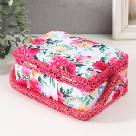 Casket for needlework "Watercolor flowers" 18x12x9.5 cm-3