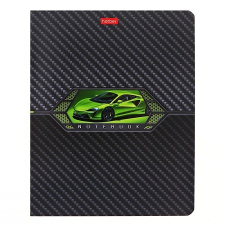 Notebook of 48 sheets in a cage, Autocarbon, covered cardboard, selective varnish, an offset block 65g/m2, mix-5
