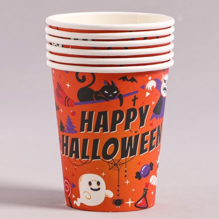 A glass of paper "Happy Halloween", in a set of 6 pcs.-4