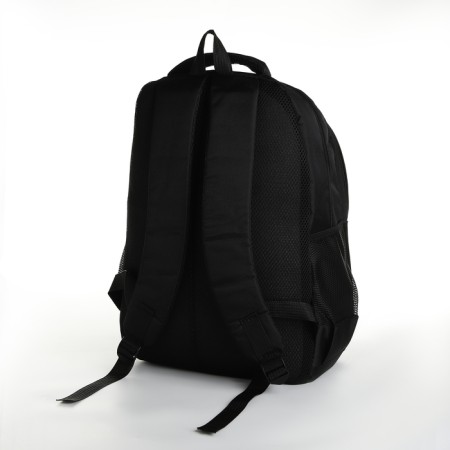 Youth backpack from textiles on lightning, 5 pockets, black/green color-3