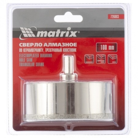 Diamond drill Matrix, according to porcelain tiles, 100 x 67 mm, 3-grade shank