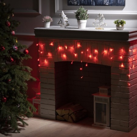 Garland "fringe" 1.8 × 0.5 m, IP20, transparent thread, 48 LED, red glow, 8 modes, 220 V