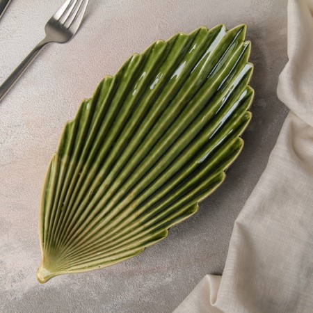 Ceramic serving dish "Dender", 27 × 13 × 4 cm, green color-1