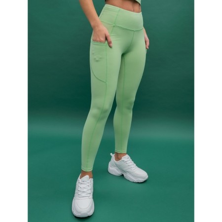 Sports women's leggings, size s, green color