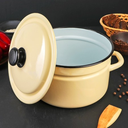 Cylindrical pan, 5 l, induction, without decolleys, ivory color-1