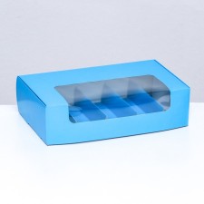 The box is folding, under 5 blue eclars, 25 x 15 x 6.6 cm