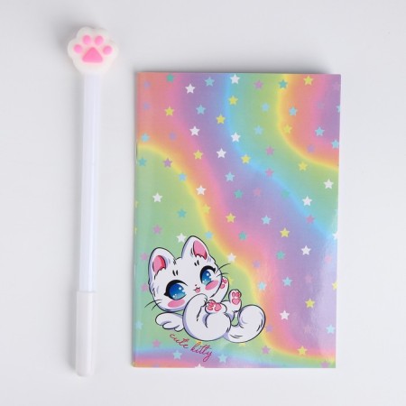 Gift set for the girl "Magic kitten", bag, pen, notebook-2