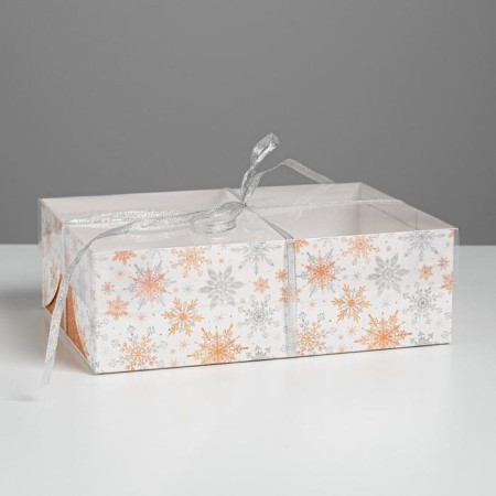 Box for Capcake "Snowflakes", 23 x 16 x 7.5 cm, New Year-1