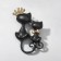 Brooch "cats" Prince and princess, black color in gold