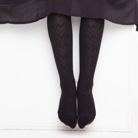 Pantyhose children's openwork era "Christmas tree" color Black, 8-10 years old-1