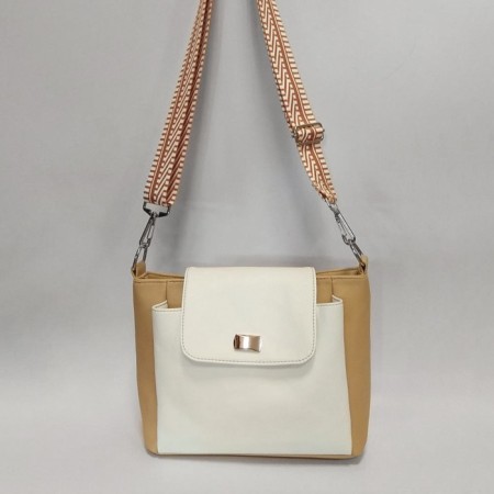 Women's bag Barcelona caramel-white with a sling-2