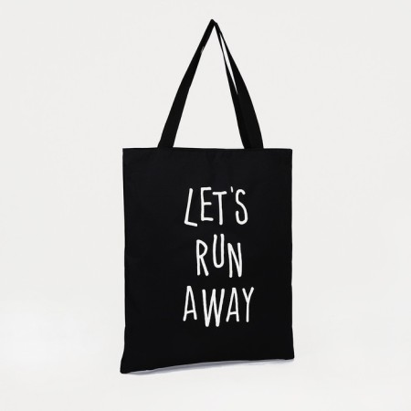 Soper bag “Let's run away far”, 40x35x0.5 cm, without lightning, without lining, black color-1