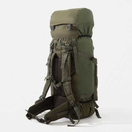 Tourist backpack, TAIF, 60 liters, puff, external pocket, 2 side pockets, olive color-1