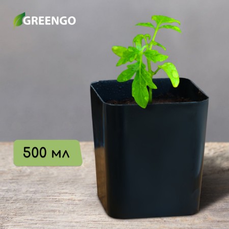 Pot for seedlings, 500 ml, d = 9 cm, h = 10 cm, black, Greengo