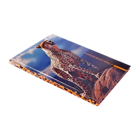 Diary Lowed on a stitch, A5, 80 sheets, cardboard 7BC, glossy lamination "Cheetah"-1