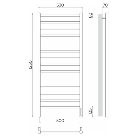 Terminus electric heated towel rail "Vatican" P12, 500x1250 mm, chrome-3