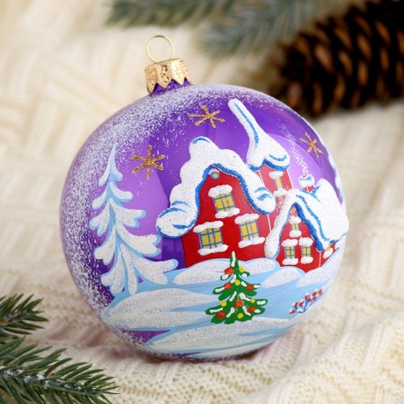 Ball "Snow landscape" 9.5 cm mix-2