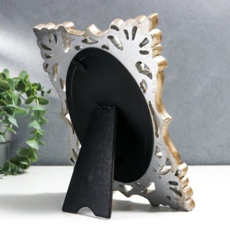 Photo frame Polystone 10x15 cm "Sicily" silver 23x17.5 cm-2
