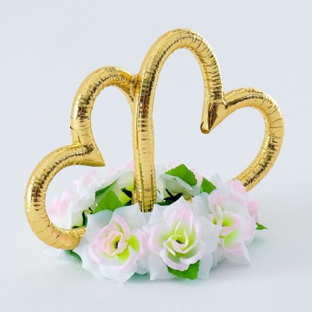 Hearts with flowers are pale pink. Fixed to the ribbons-1