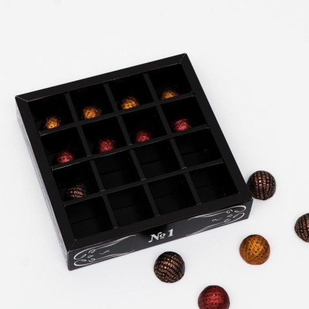 Box for sweets, 16 pcs, "male", black, 17.7 x 17.7 x 3.8 cm-2